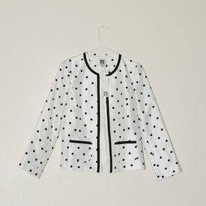 NWT Anne Klein white blazer with black polka dot